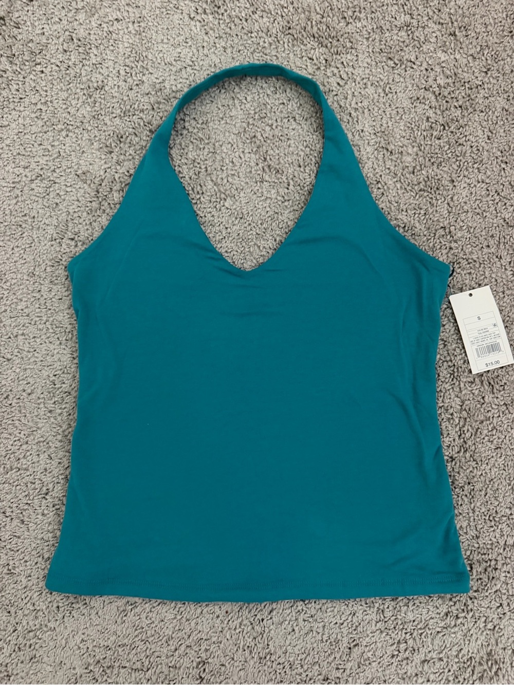 Teal Halter V-Neck Women's Tank Top